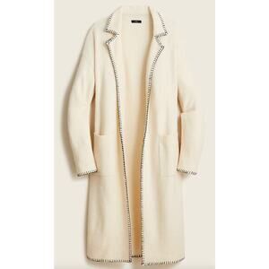 J. Crew Long sweater-coat cream‎ black stitch trim XS/S